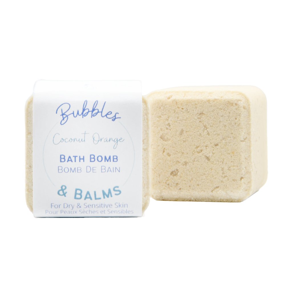 Bubbles &amp; Balms Coconut Orange fizzy bath bomb.