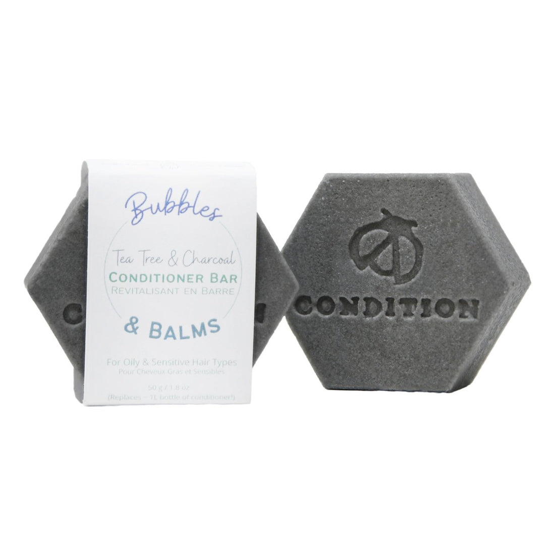 Tea Tree &amp; Charcoal conditioner bar from Bubbles &amp; Balms, of Hampton, New Brunswick.